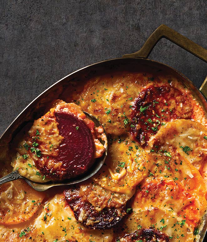 Rainbow Root Vegetable Gratin SousVide Magazine