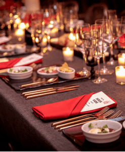 Elegant table setting at the Embassy of France dinner for International Sous Vide Day 2019.